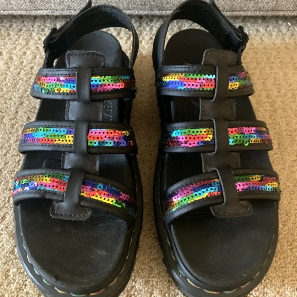 Dr. Martens Rainbow Pride Yelena Sequined Sandals Size 9/41 - Picture 6 of 10